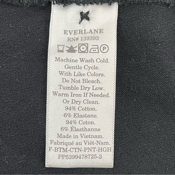 Everlane The Side Zip Stretch Pull On Cotton Black Pants Ankle Crop Size 6 - Picture 7 of 8